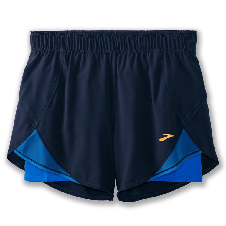 Brooks Chaser 5 Running Shorts - Women's - Navy/Blue Bolt (92318-PVJR)